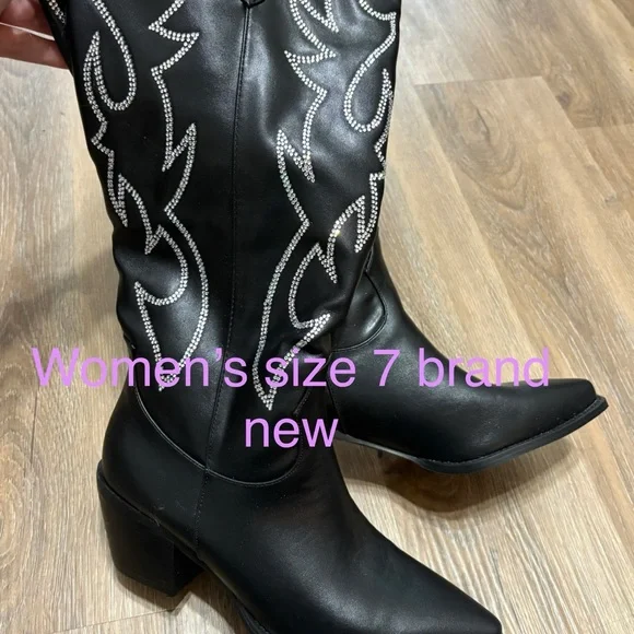 Black Western Embellished Boots - Picture 2 of 3